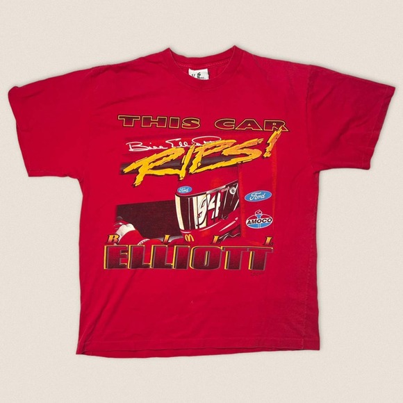 Vintage 90s Bill Elliot racing McDonald’s Tee T-shirt 1996 Size Large